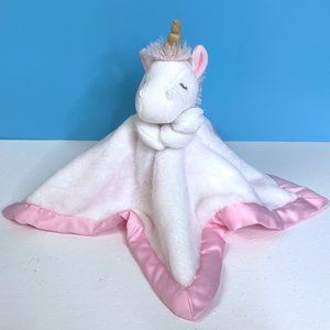 Carters Unicorn White & Pink Security Blanket lovey 14"x14" Plush Stuffed Animal